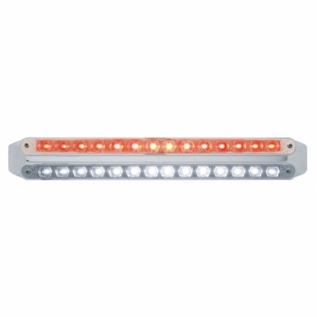 Dual 14 LED 12" Light Bars - Red & White LED/Clear Lens