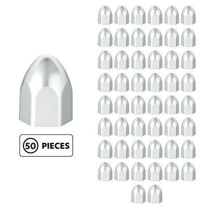 3/4" x 15/16" Chrome Plastic Bullet Nut Covers - Push-On (50-Pack)