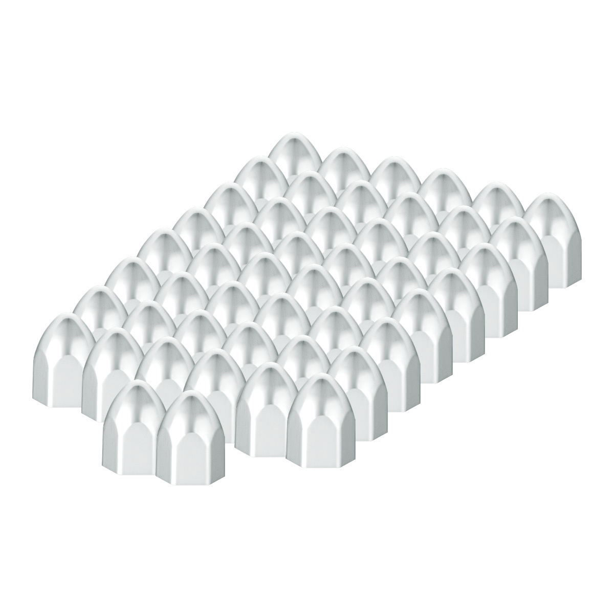 3/4" x 15/16" Chrome Plastic Bullet Nut Covers - Push-On (50-Pack)