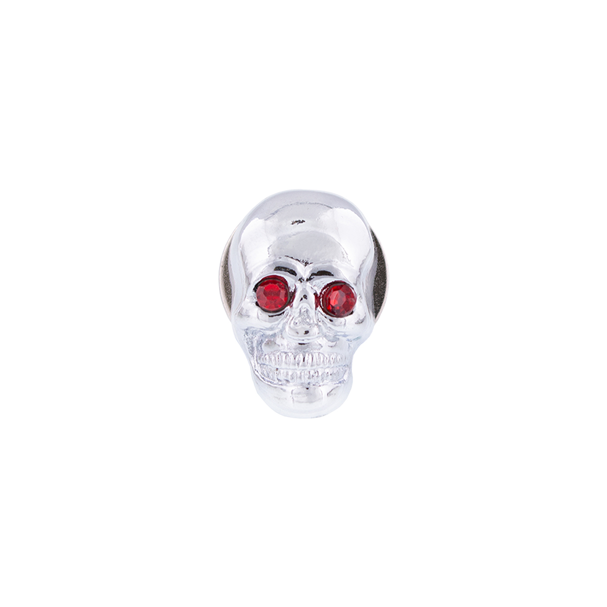Chrome Skull With Jewel Eyes License Plate Fastener (2-Pack)