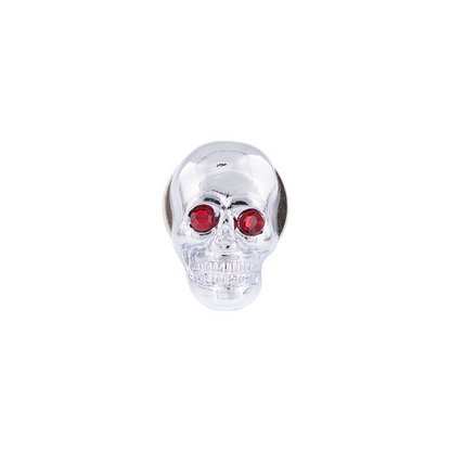 Chrome Skull With Jewel Eyes License Plate Fastener (2-Pack)