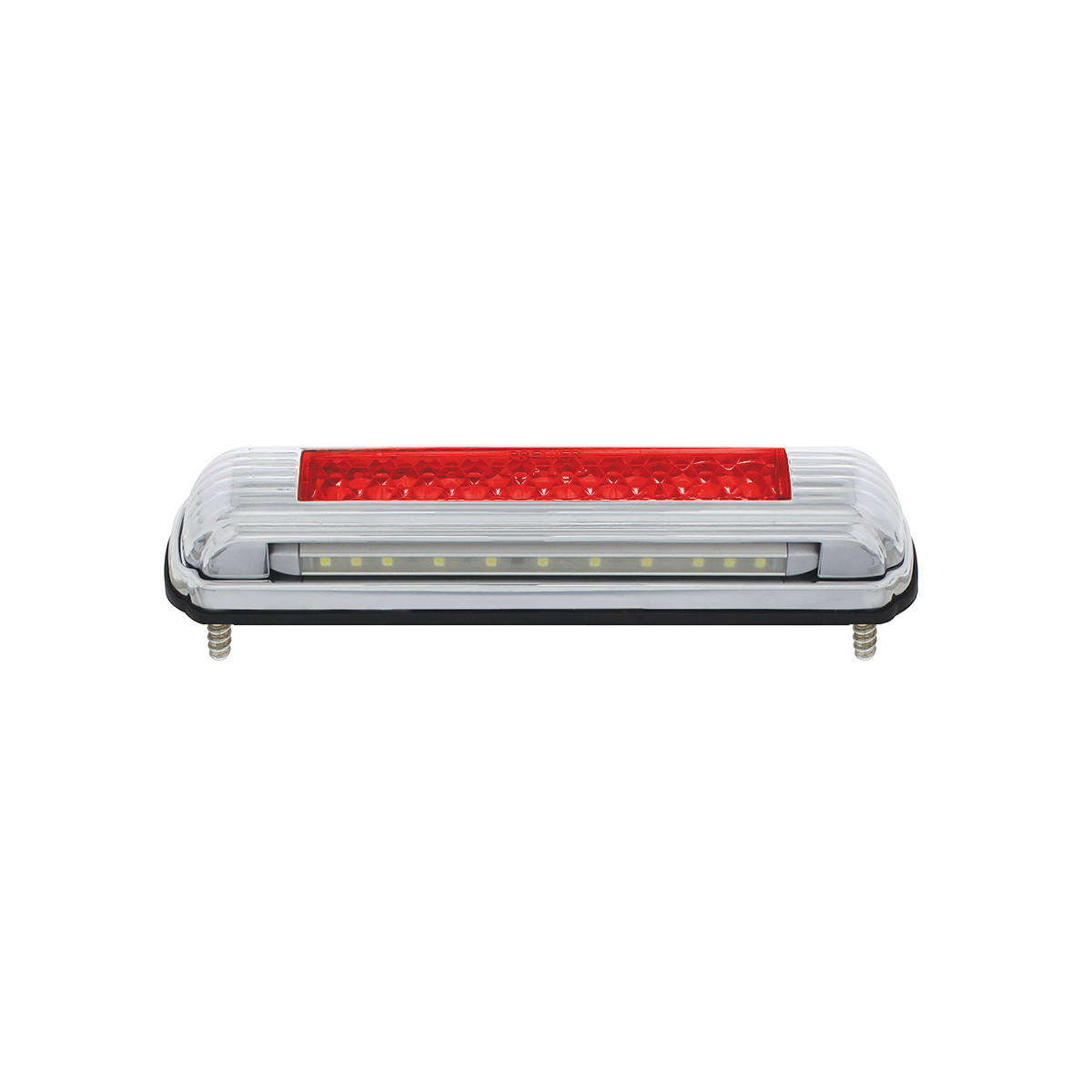 Chrome License Plate Light With Red LED 3rd Brake Light - Red LED/Red Lens