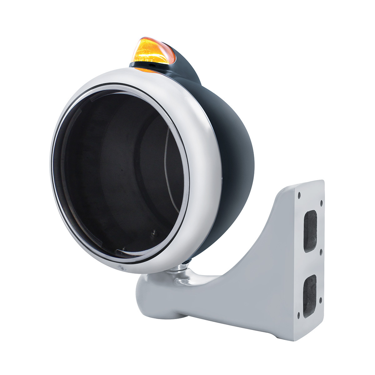 Black Guide 682-C Headlight No Bulb With Original Style LED Signal - Amber Lens