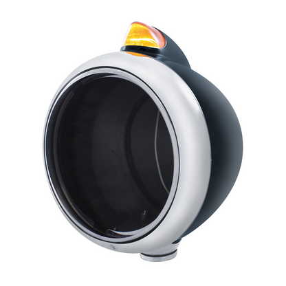 Black Guide 682-C Headlight No Bulb With Original Style LED Signal - Amber Lens