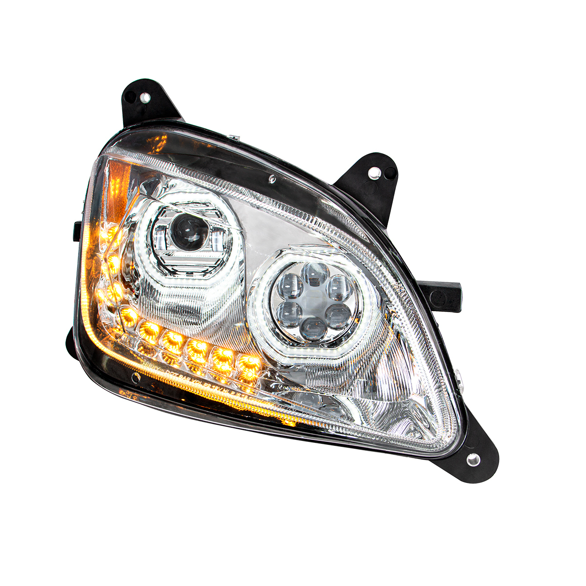 Chrome 10 LED Headlight For Peterbilt 587 (2010-2016) & 579 (2012-2021) - Passenger Side