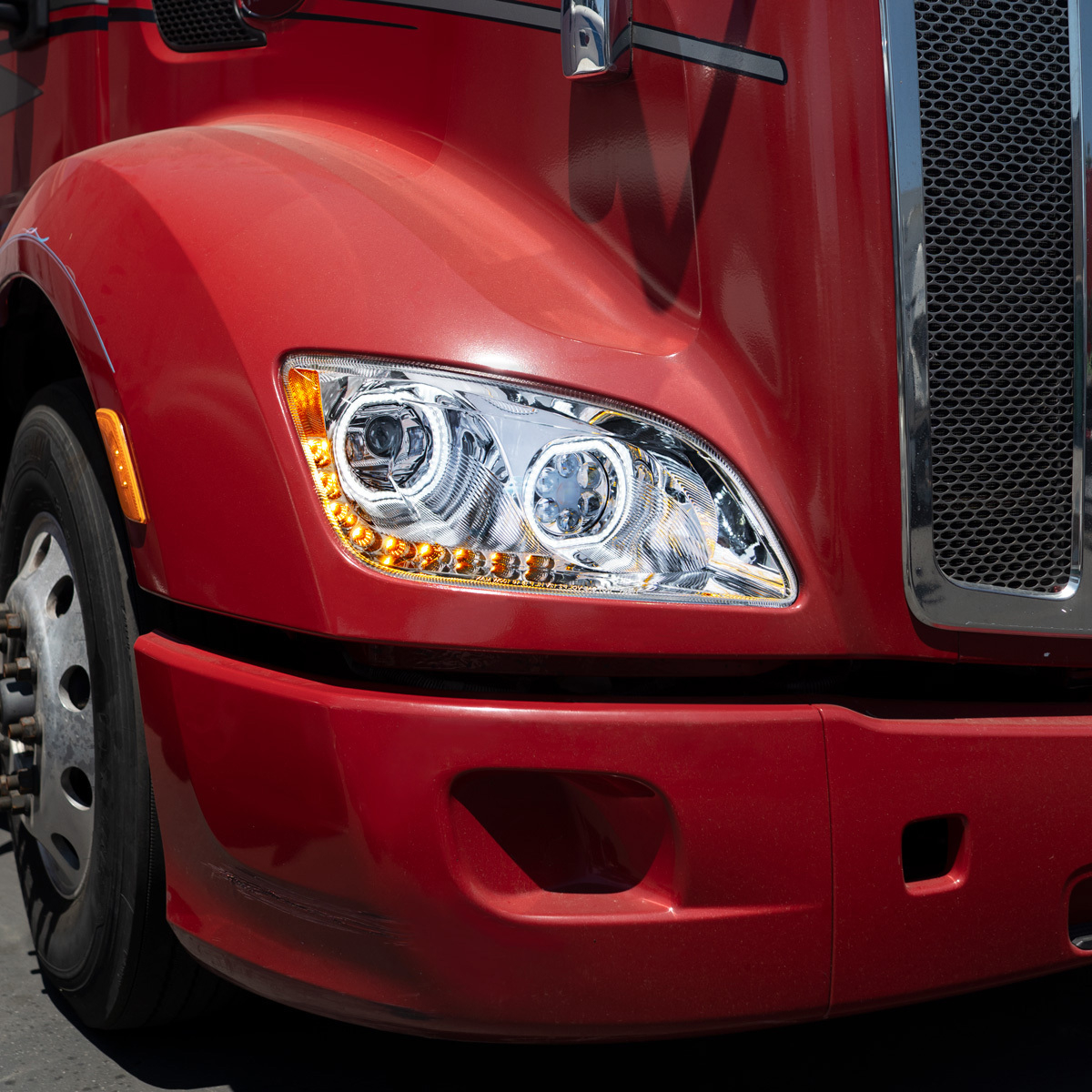Chrome 10 LED Headlight For Peterbilt 587 (2010-2016) & 579 (2012-2021) - Passenger Side