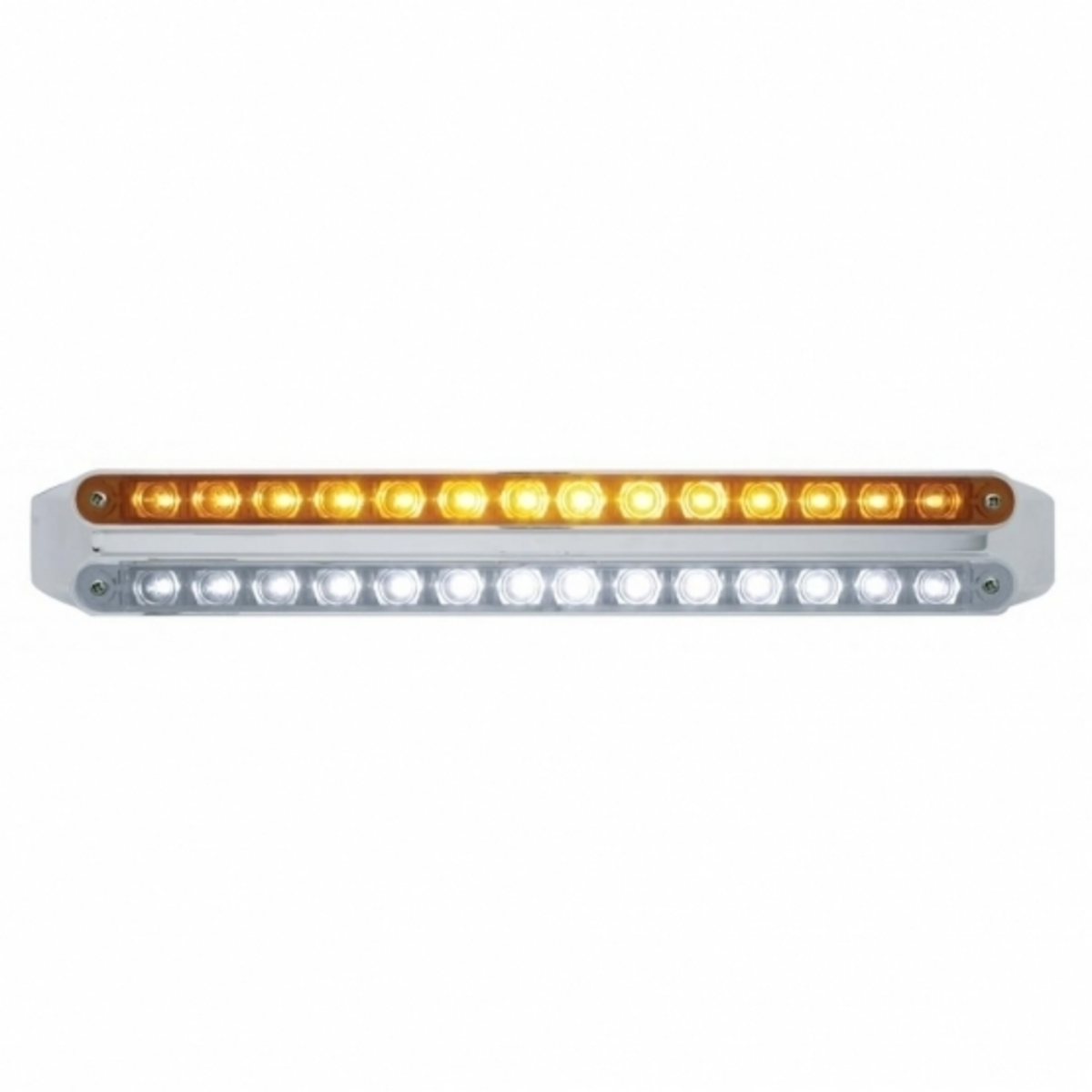 Dual 14 LED 12" Light Bars - Amber & White LED/Amber & Clear Lens