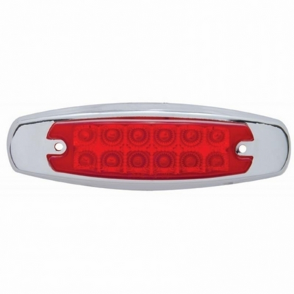 12 LED Reflector Rectangular Light With Bezel (Clearance/Marker) - Red LED/Red Lens