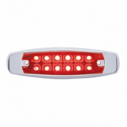 12 LED Reflector Rectangular Light With Bezel (Clearance/Marker) - Red LED/Red Lens