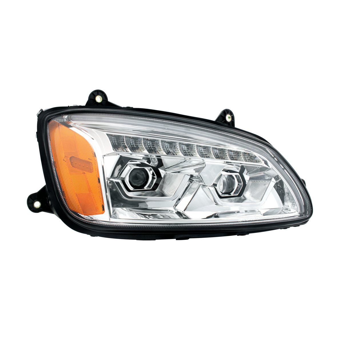 Bundle (2pcs): LED Chrome Projection Headlight With Sequential Turn Signal For 2008-2017 Kenworth T660-Driver and Passenger