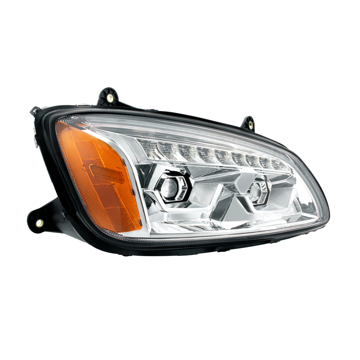 Bundle (2pcs): LED Chrome Projection Headlight With Sequential Turn Signal For 2008-2017 Kenworth T660-Driver and Passenger