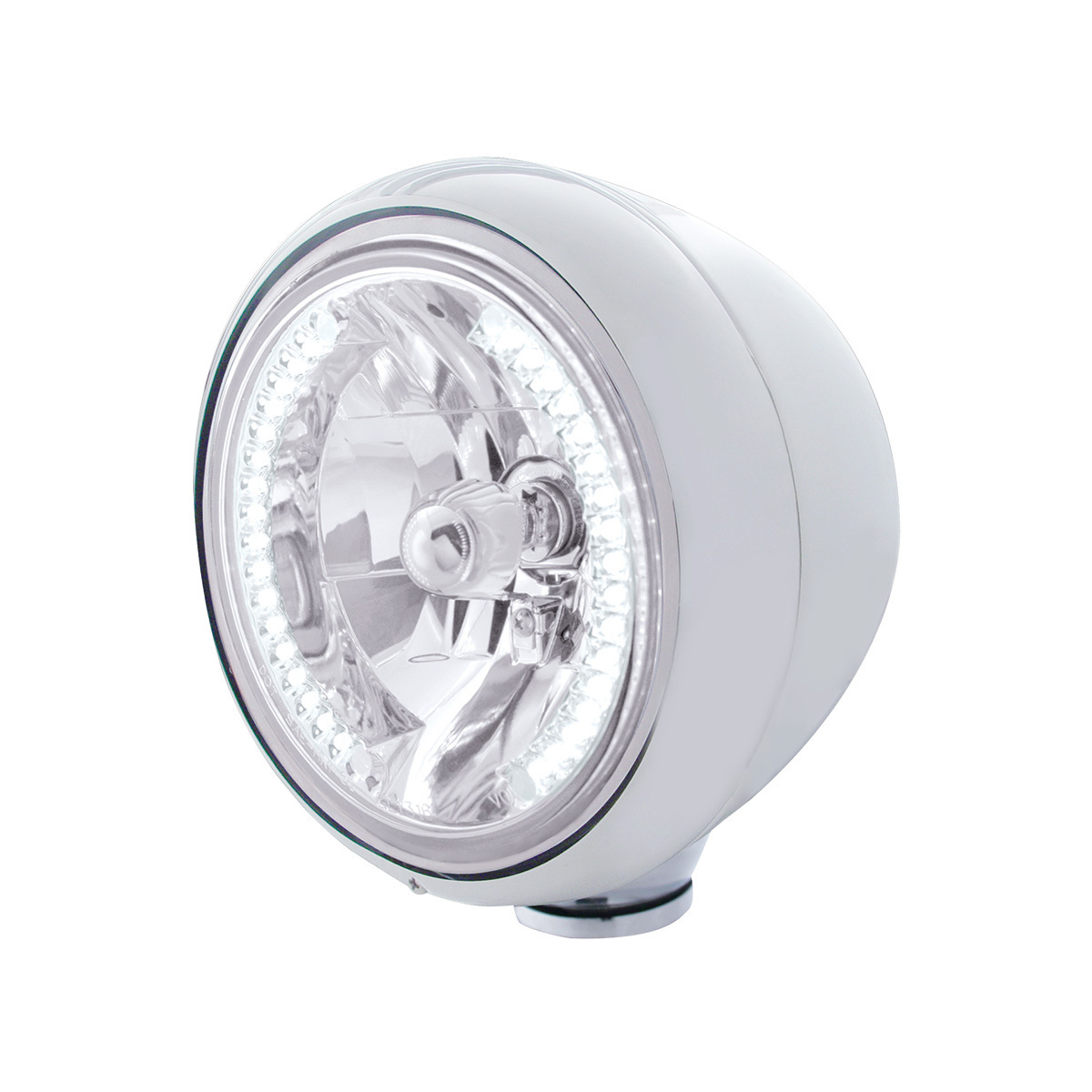 Chrome Guide 682-C Style Headlight H4 Bulb With 34 White LED