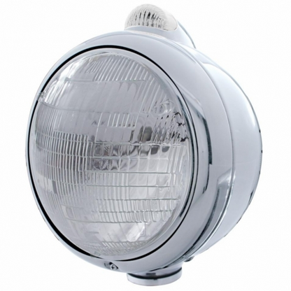 Chrome Guide 682-C Style Headlight 6014 & LED Turn Signal - Clear Lens