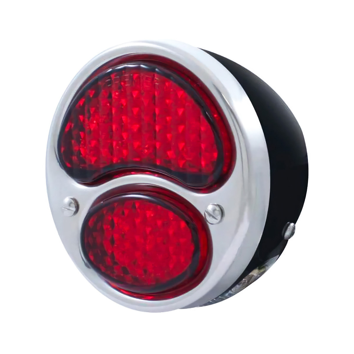 19 LED 6V Tail Light Assembly With 4 LED LP, Light Black Housing, & SS Rim For 1928-31 Ford Model A - L/H