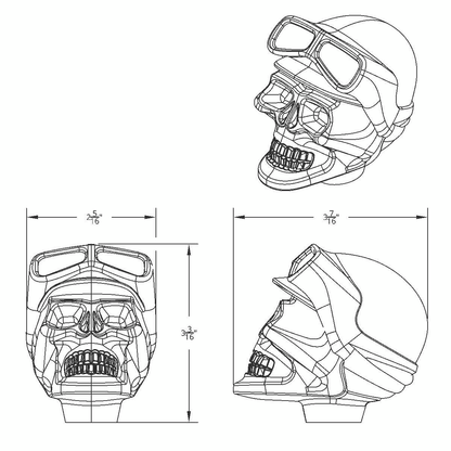 Skull Biker 1/2"-13 Thread-on Shift Knob - Chrome(Bulk)