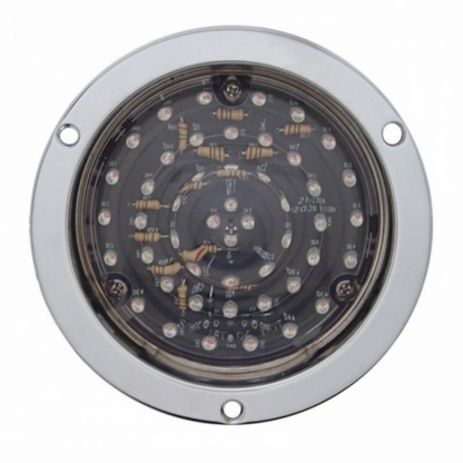 40 LED 4" Round Deep-Dish Stop, Turn & Tail Light With Flange Mount- Red LED/Clear Lens