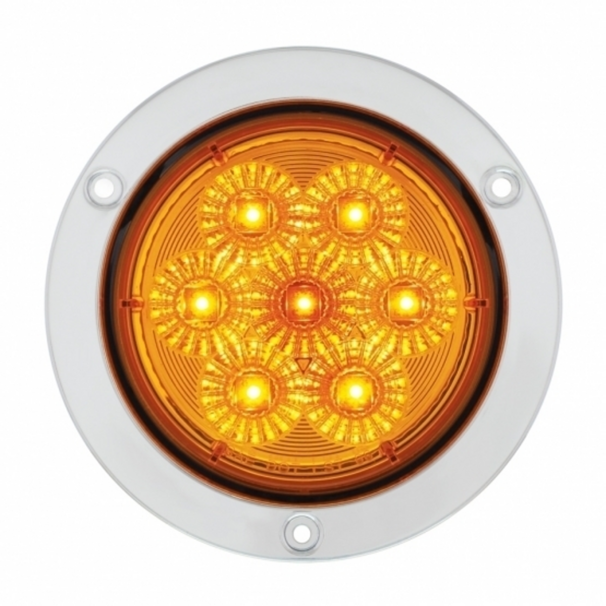 7 LED 4" SS Flange Turn Signal Light - Amber LED/Amber Lens
