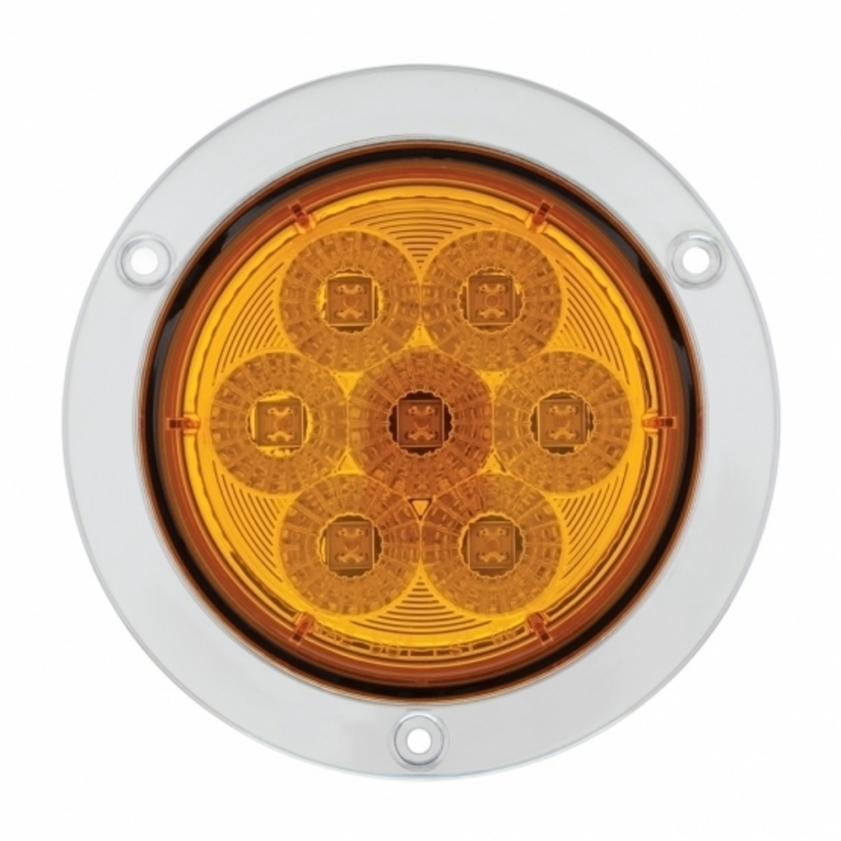 7 LED 4" SS Flange Turn Signal Light - Amber LED/Amber Lens