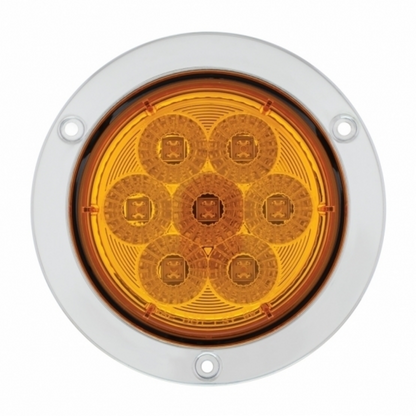 7 LED 4" SS Flange Turn Signal Light - Amber LED/Amber Lens