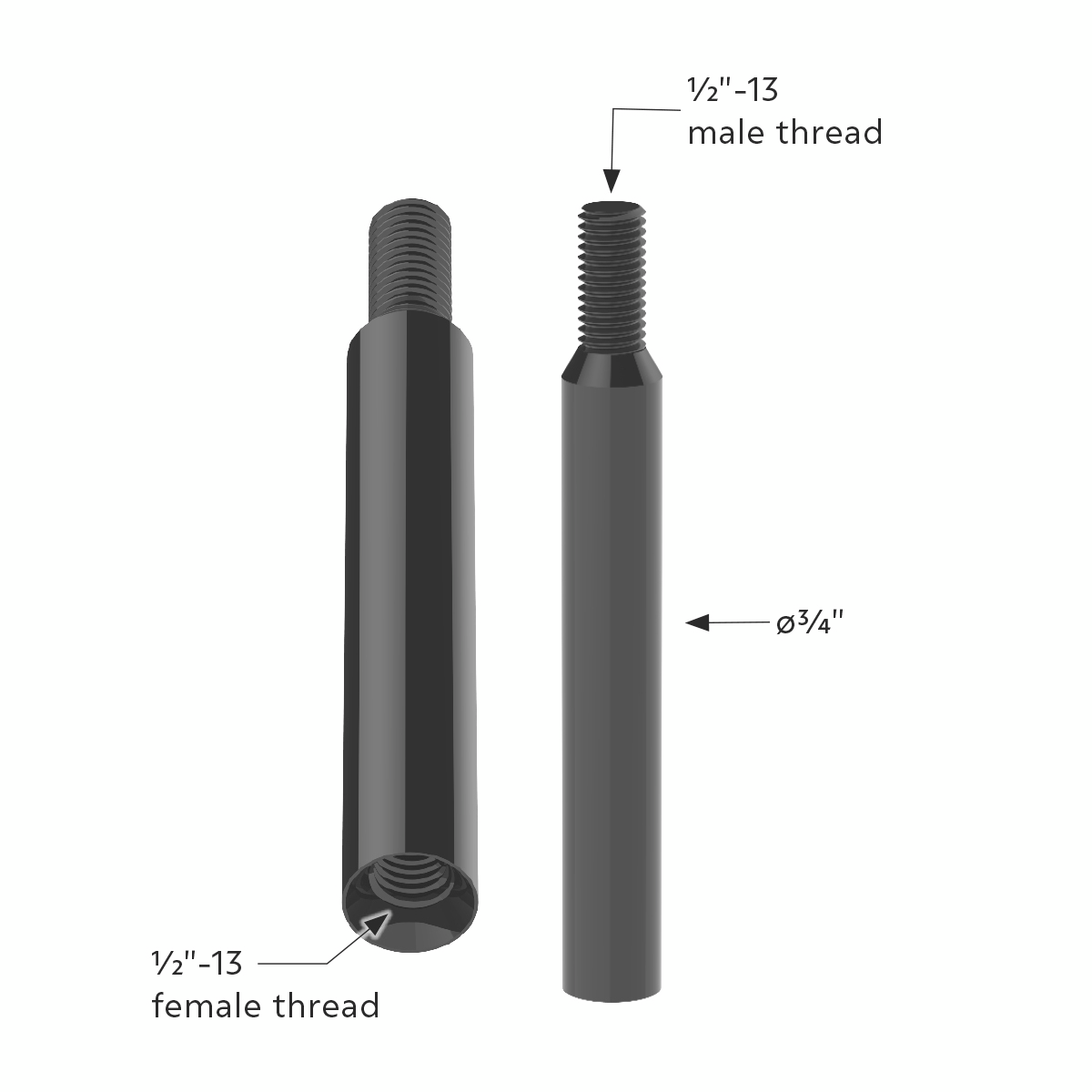 6" Shifter Shaft Extension - Black