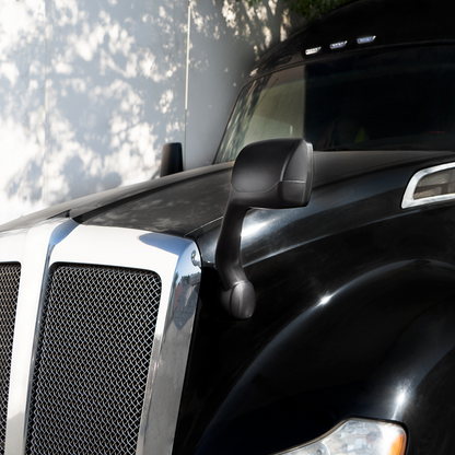 Black Hood Mirror For 2013-2021 Kenworth T680 & 2012-2021 Peterbilt 579-Driver