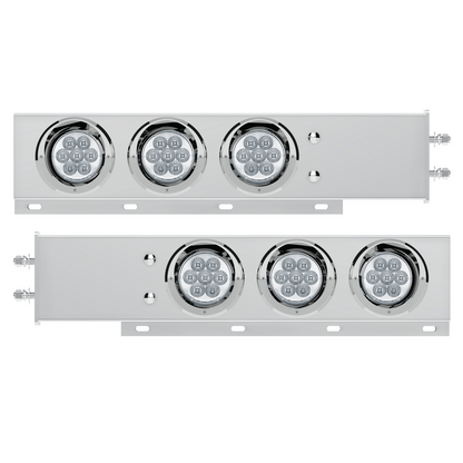 2.5" Bolt Pattern SS Spring Loaded Bar With 6X 4" 7 LED Lights & Visors -Red LED/Clear Lens (Pair)