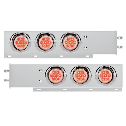2.5" Bolt Pattern SS Spring Loaded Bar With 6X 4" 7 LED Lights & Visors -Red LED/Clear Lens (Pair)