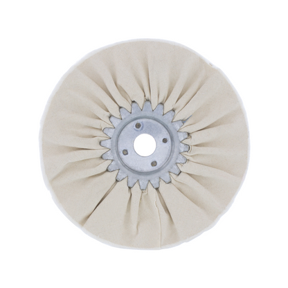 6" White Treated Airway Buff - 5/8" & 1/2" Arbor