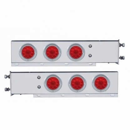 2.5" Bolt Pattern SS Spring Loaded Bar With 6X 4" 10 LED Lights & Visors -Red LED & Lens (Pair)
