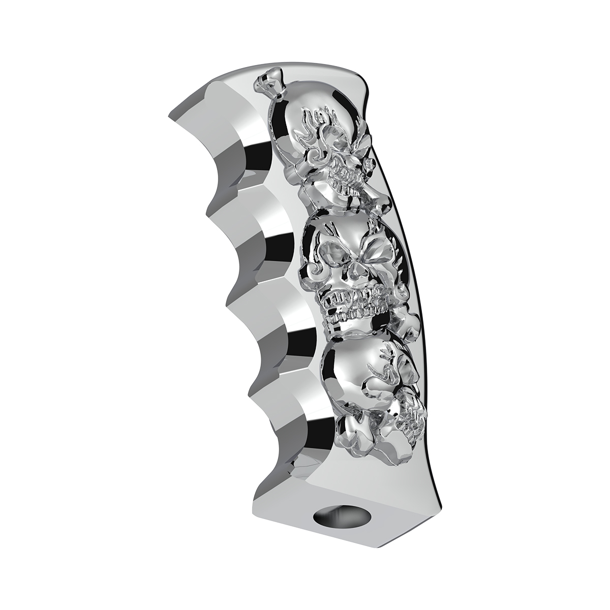 Thread-On Skulls Pistol Grip Gearshift Knob - Chrome