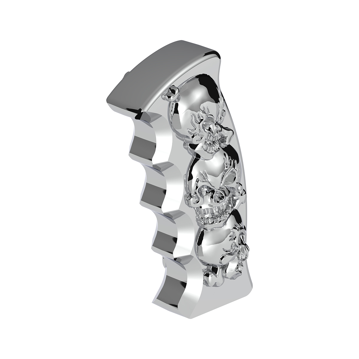 Thread-On Skulls Pistol Grip Gearshift Knob - Chrome