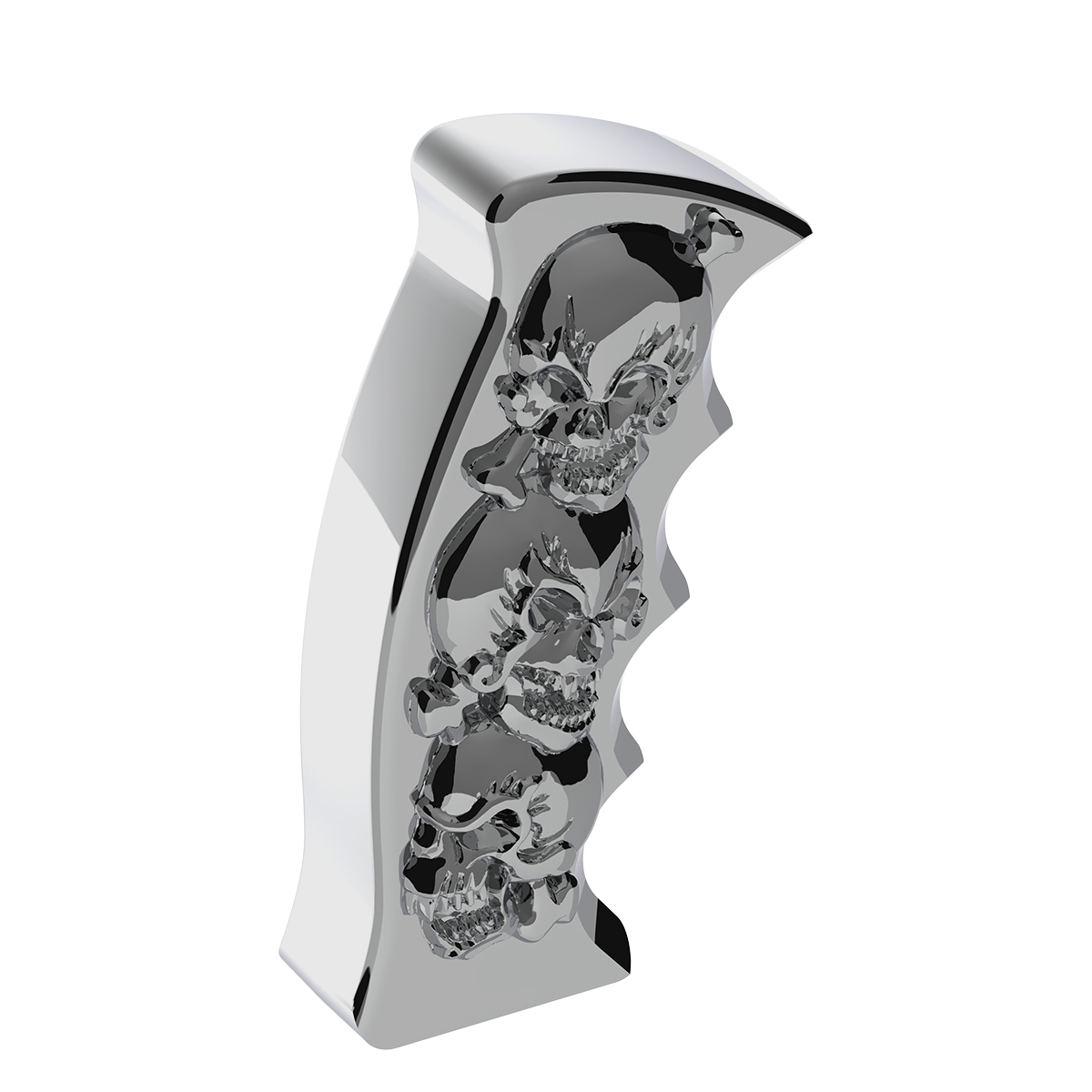 Thread-On Skulls Pistol Grip Gearshift Knob - Chrome
