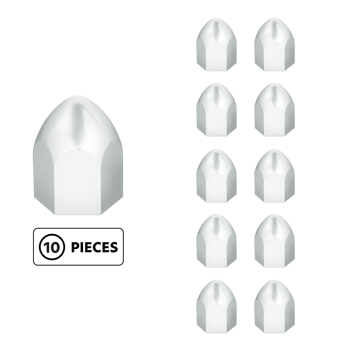 1" x 1 5/8" Chrome Plastic Bullet Nut Cover - Push-On (10 Pack)