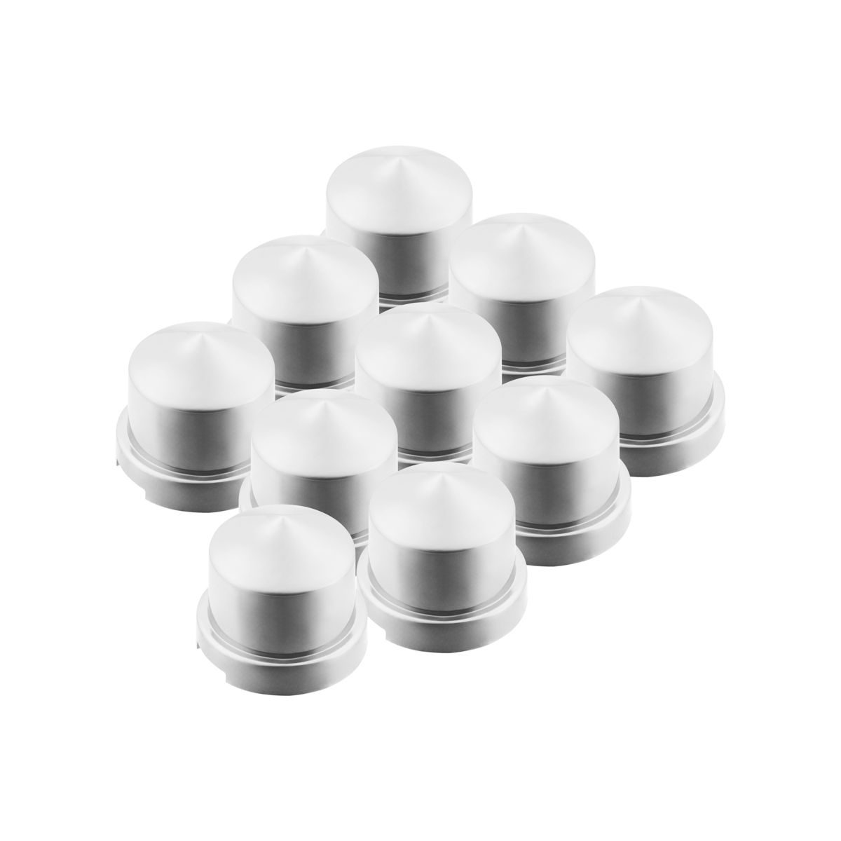 7/16" x 3/4" Chrome Plastic Pointed Nut Covers - Push-On (10-Pack)