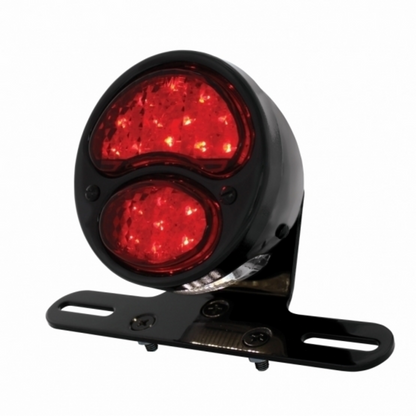 Black Motorcycle Rear Fender Mounting Bracket With 1928 LED "DUO Lamp" Tail Light