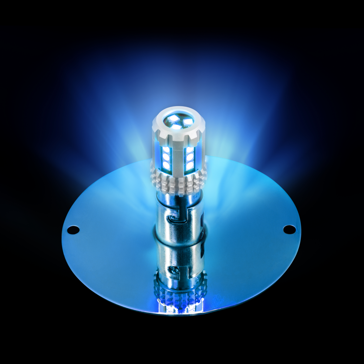 UltraBurst Glass Watermelon Flush Mount Kit With 18 LED Bulb-Blue LED/Clear Lens