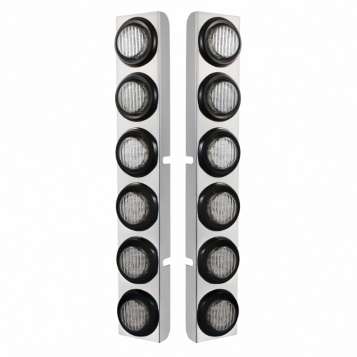 SS Rear Air Cleaner Bracket With 12X 9 LED 2" Lights For Peterbilt-Red LED/Clear Lens