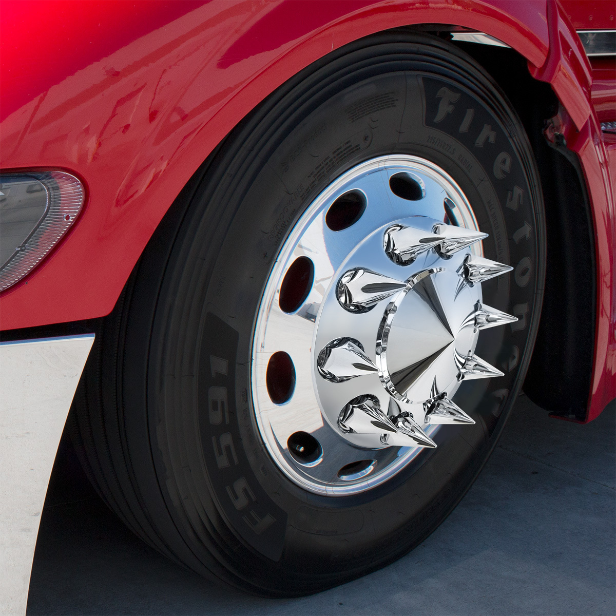 Pointed Front Axle Cover With 33mm Spike Thread-On Nut Covers - Chrome