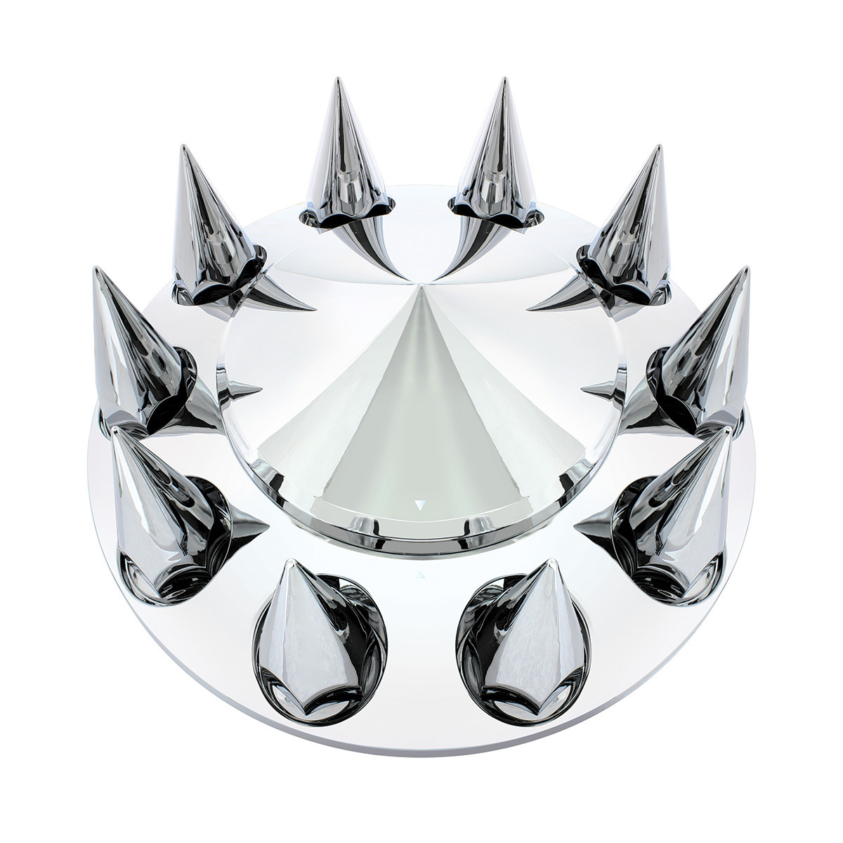 Pointed Front Axle Cover With 33mm Spike Thread-On Nut Covers - Chrome