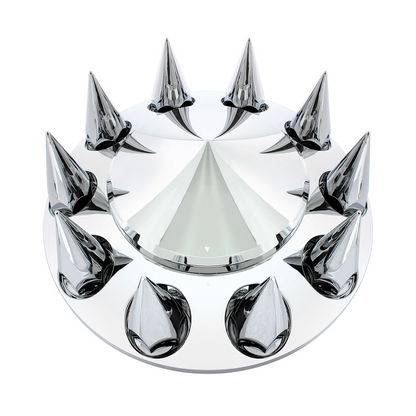 Pointed Front Axle Cover With 33mm Spike Thread-On Nut Covers - Chrome