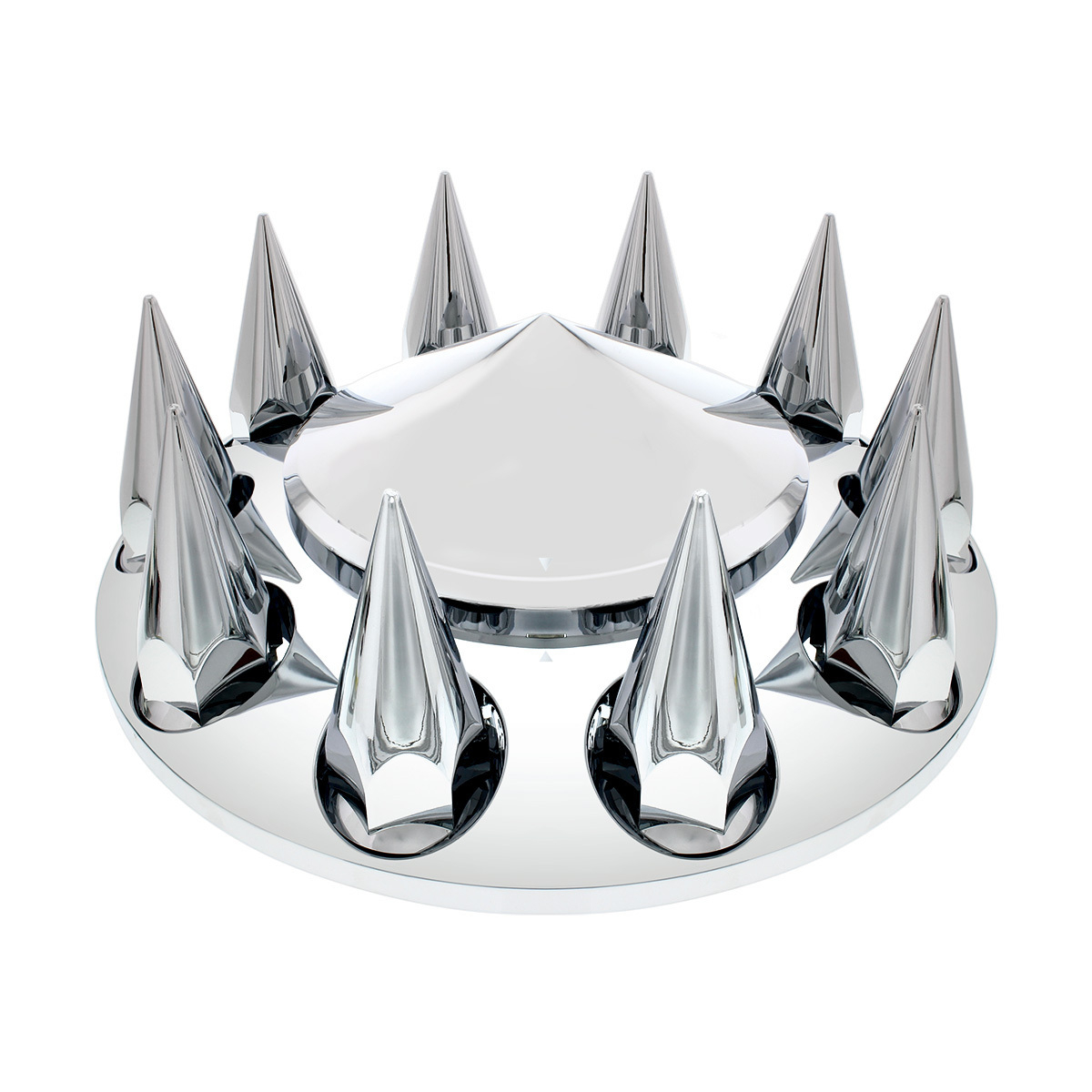 Pointed Front Axle Cover With 33mm Spike Thread-On Nut Covers - Chrome