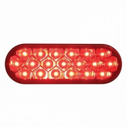 3-3/4" Bolt Pattern SS Spring Loaded Bar With 6" Oval 19 LED Lights & Visors -Red LED & Lens (Pair)