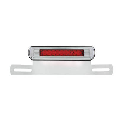 Chrome License Plate Light & Bracket With Red LED 3rd Brake Light - Red LED/Red Lens