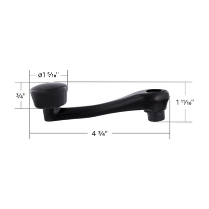 Black Die-Cast Window Crank With 3/8” Square Adapter - Plain