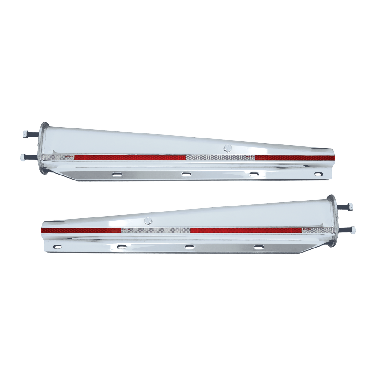 30" Stainless Heavy Duty Mud Flap Hangers With Reflector - 2.5" Bolt Pattern (Pair)