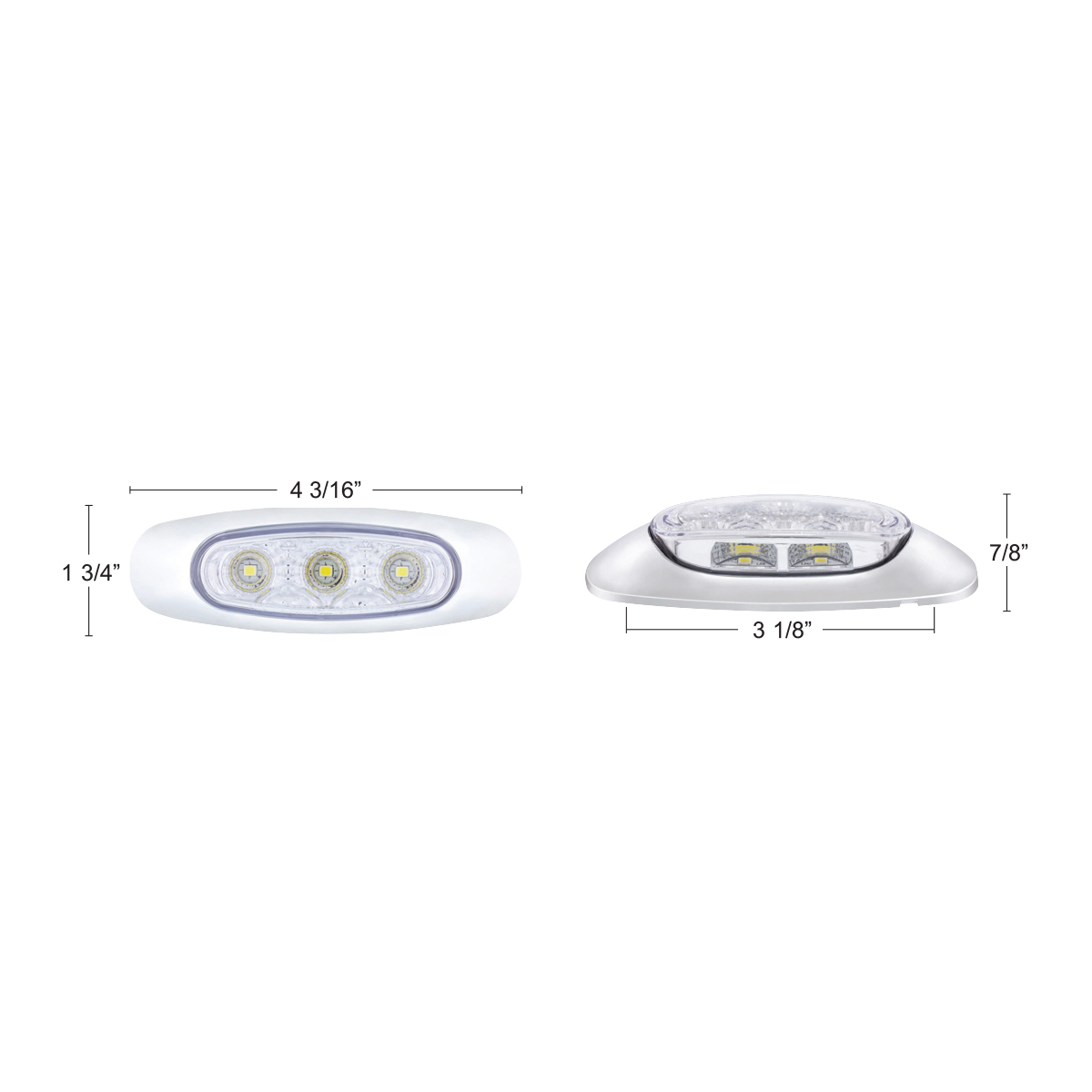 5 LED Reflector Auxiliary/Utility Light With Side Ditch Light -White LED/Clear Lens (Bulk)