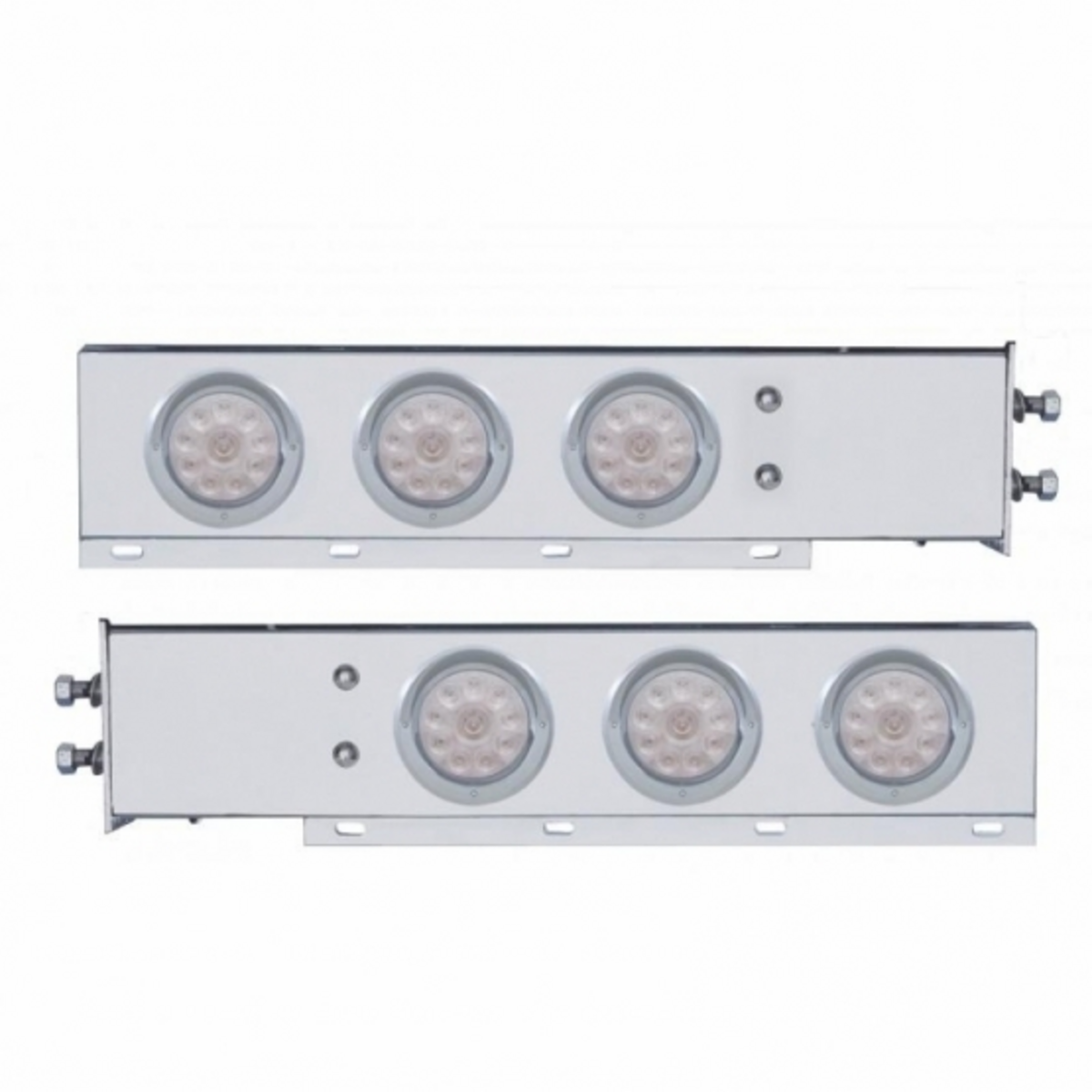 2" Bolt Pattern SS Spring Loaded Bar With 6X 4" 10 LED Lights & Visors -Red LED/Clear Lens (Pair)