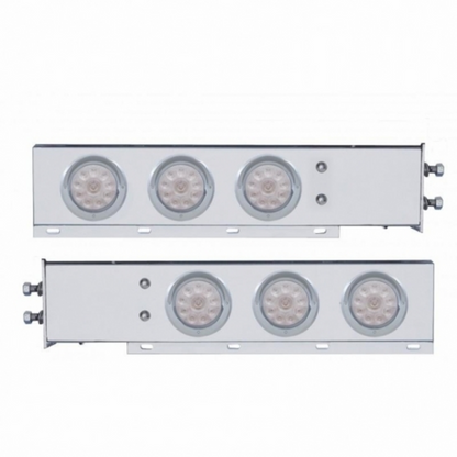 2" Bolt Pattern SS Spring Loaded Bar With 6X 4" 10 LED Lights & Visors -Red LED/Clear Lens (Pair)