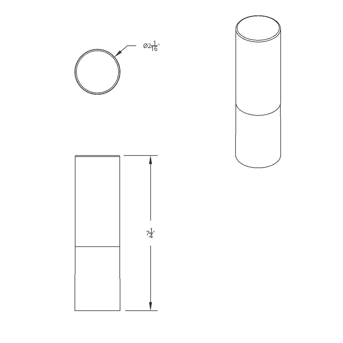 33mm X 7-1/4" Chrome Plastic Tall Cylinder Nut Cover - Thread-On (Bulk)