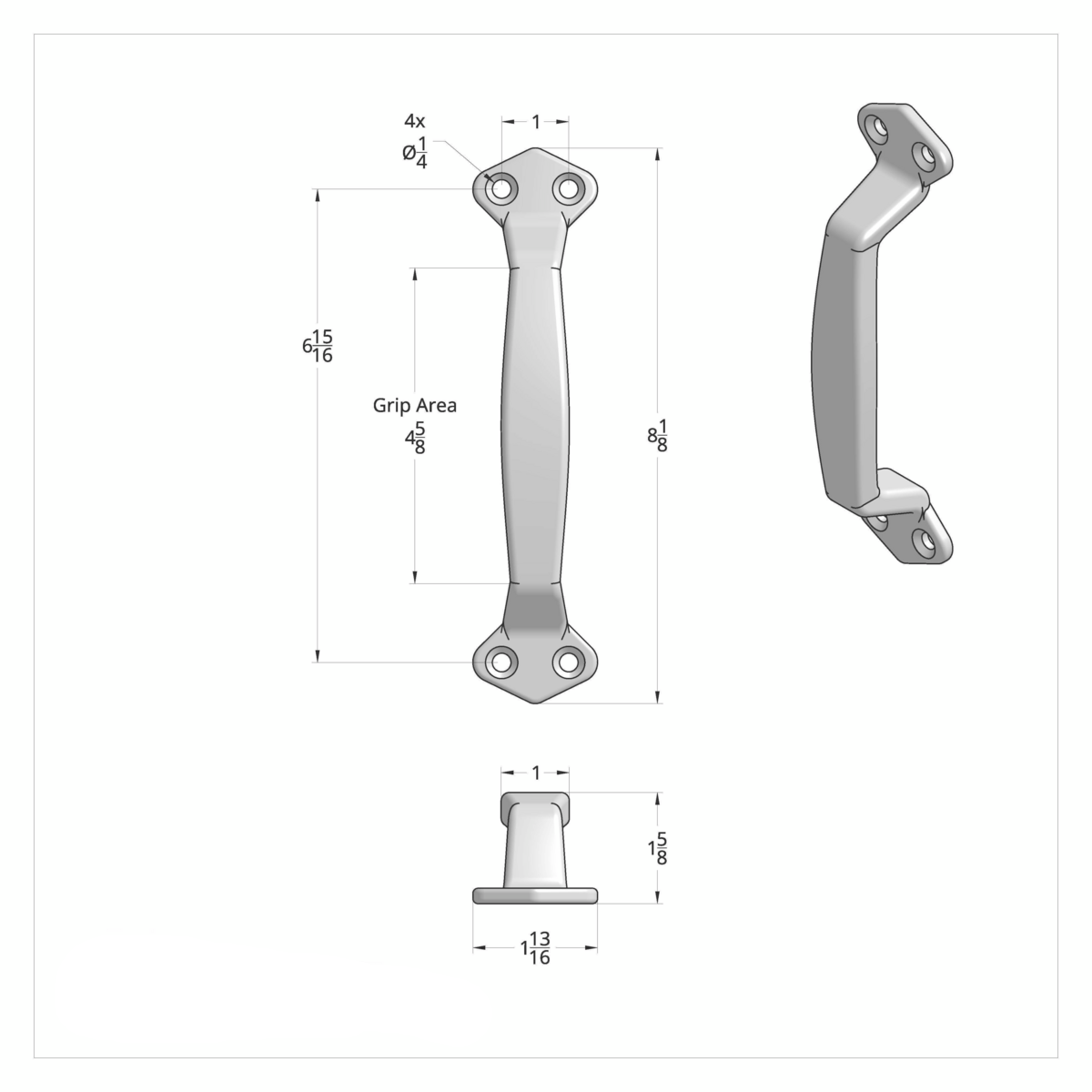 Chrome Grab Handle Only